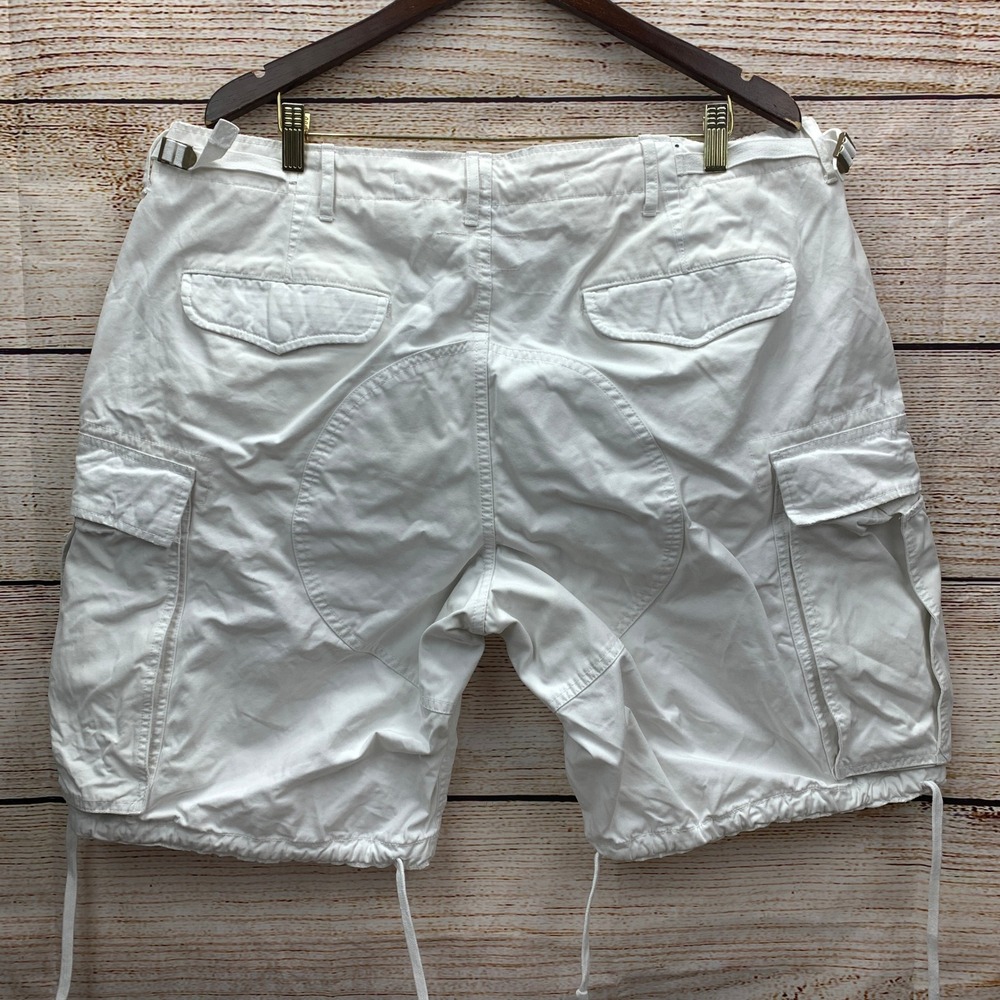 Polo Ralph Lauren White Cotton Cargo Shorts Size 40 Drawstring‎ Waist Pockets - Picture 2 of 11